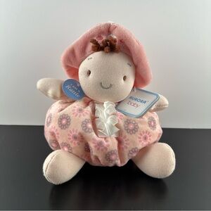 NWT Aurora Baby My First Doll Breanna Soft Plush Stuffed Pink Dress Brown Hair